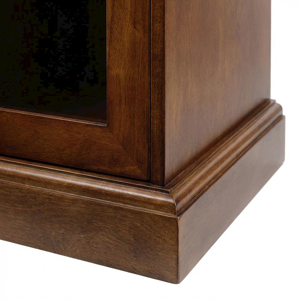 Dark Walnut TV Stand with MDF and Tempered Glass Finish for 55-Inch TVs