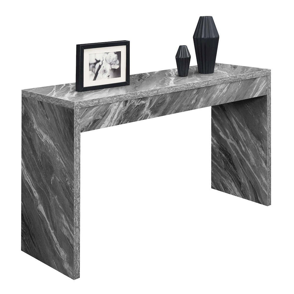 Console Desk, White, 48 Inch, Versatile, Faux Marble Top