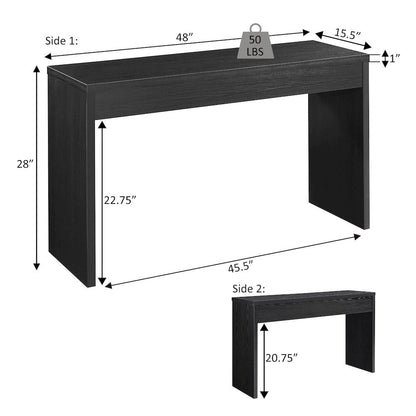 Console Desk Hall Table Wide Spacious Top, Versatile Use in White, 48" Length