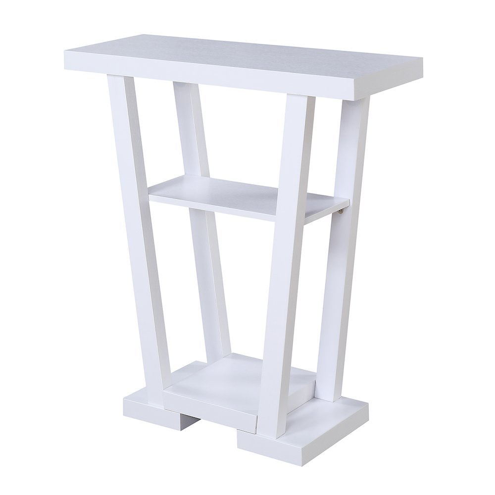 Newport Console Table with Two Shelves, Versatile Use in White Woodgrain Finish