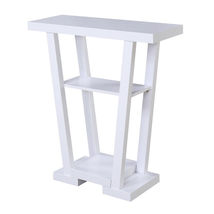 Newport Console Table with Two Shelves, Versatile Use in White Woodgrain Finish