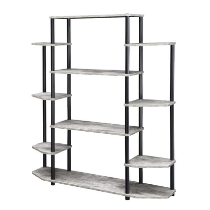 Wall Unit Bookshelf with 10 Tiers, Multi-Color, No Tools Required