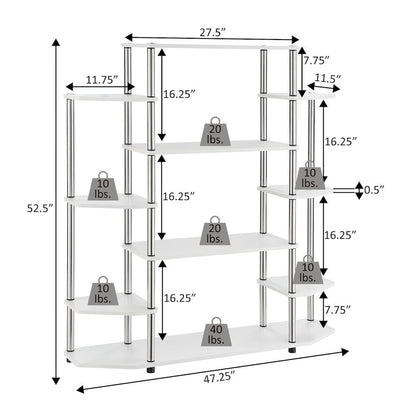 Wall Unit Bookshelf with 10 Tiers, Multi-Color, No Tools Required