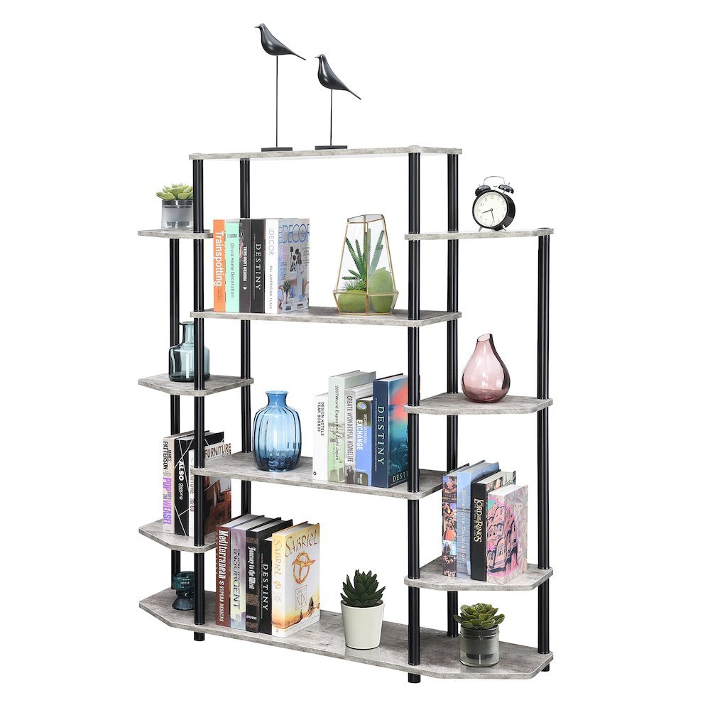 Wall Unit Bookshelf with 10 Tiers, Multi-Color, No Tools Required