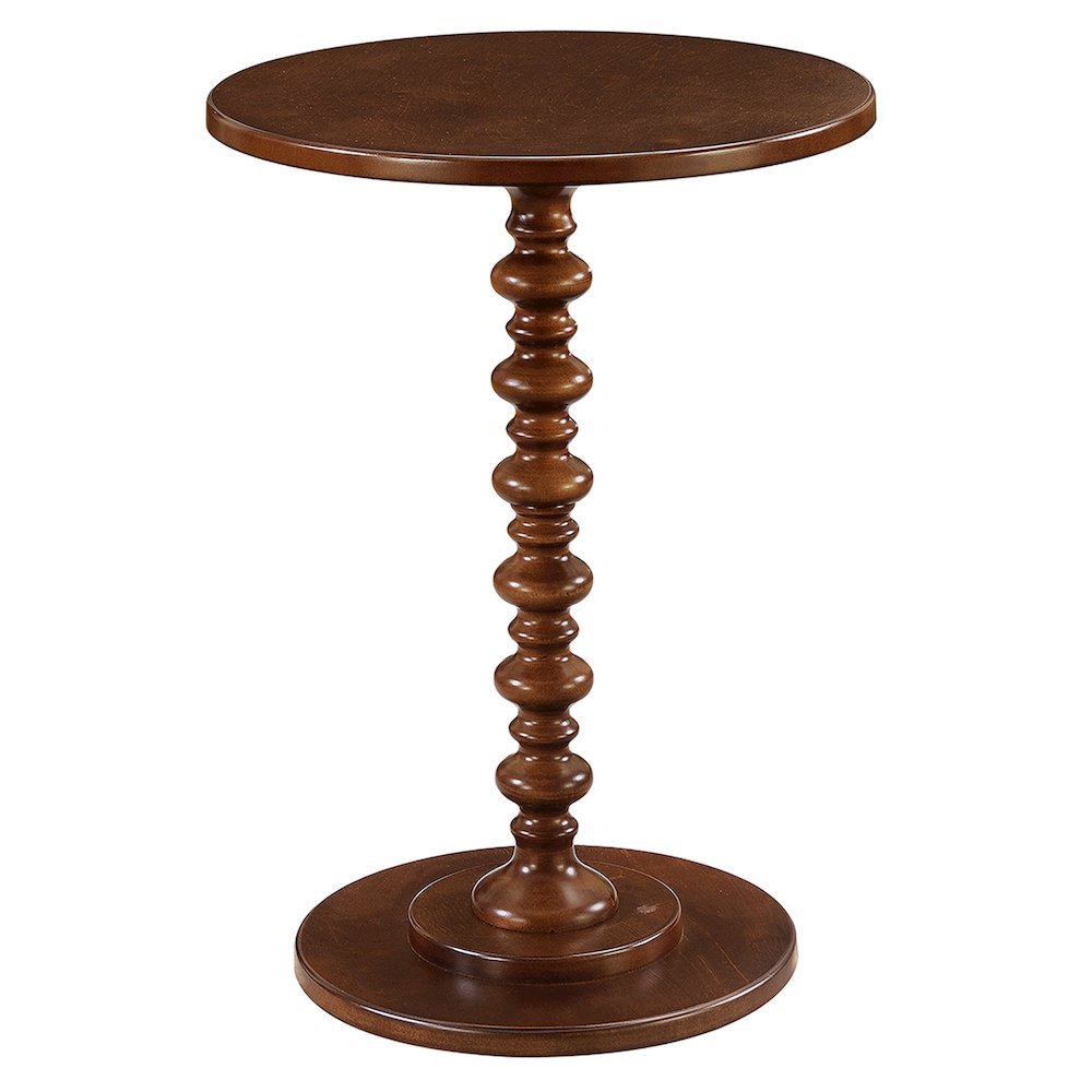 Spindle Coffee Table, Brown, Round, Turned Base, Easy Setup