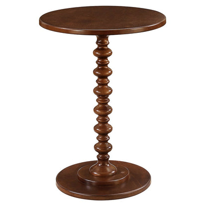 Spindle Coffee Table, Brown, Round, Turned Base, Easy Setup