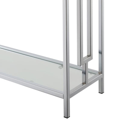 Console Table, Faux Marble, Chrome, Two Tier Shelf, Glam