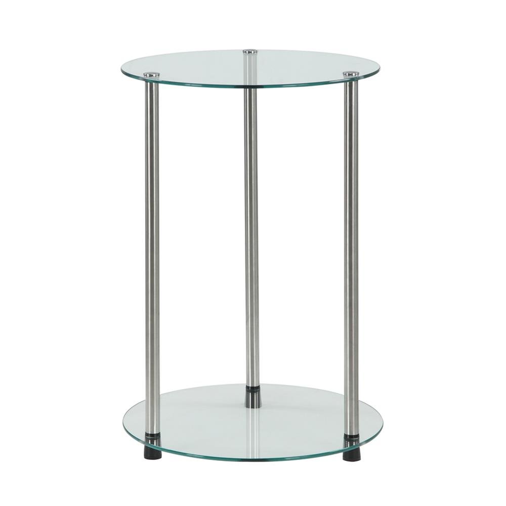 Contemporary Glass Side Table, Round, Chrome Legs, Easy Setup