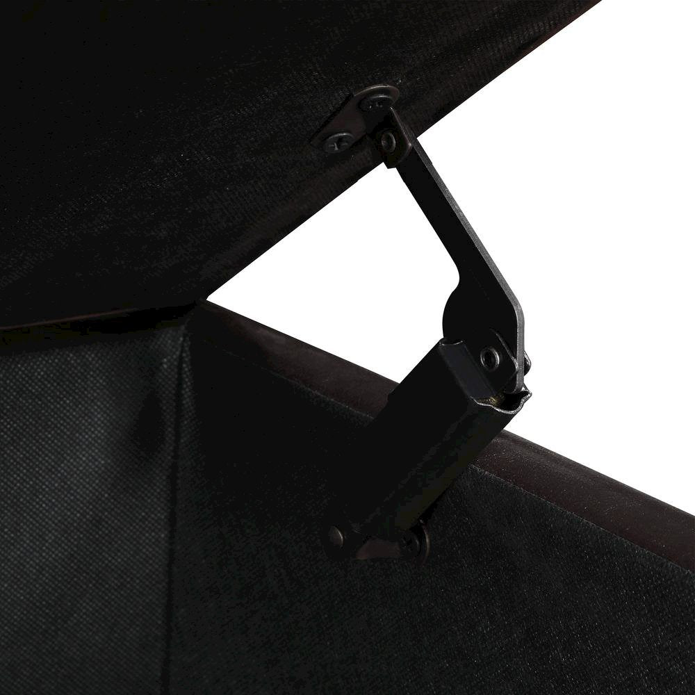 Storage Ottoman Footrest Chair in Brown Faux Leather, Pressure Hinge