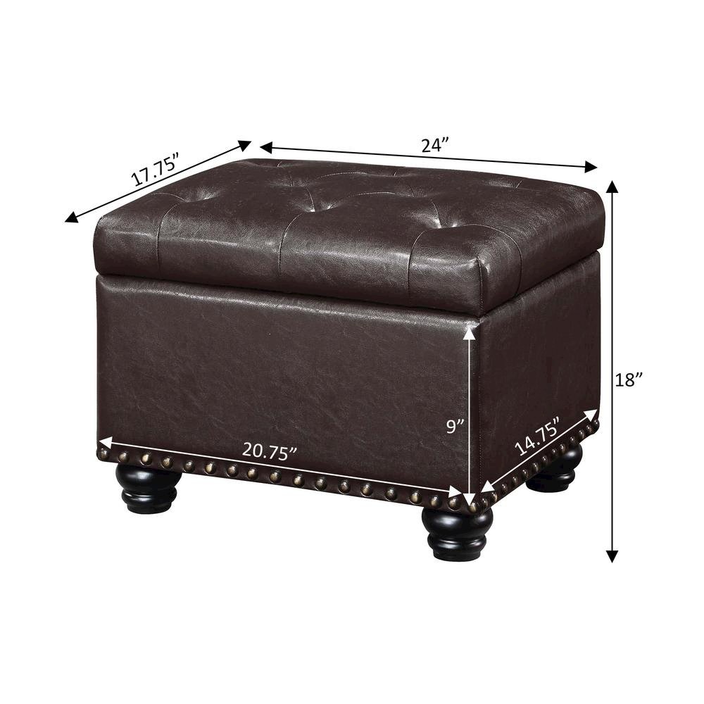 Storage Ottoman Footrest Chair in Brown Faux Leather, Pressure Hinge