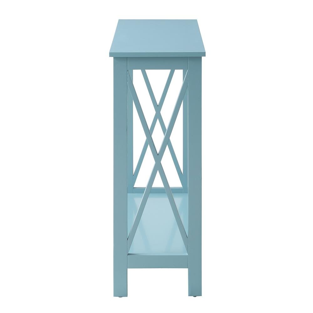Console Table 2 Shelves, 39.5-inch Wide, Spacious Design, Blue Woodgrain Accent