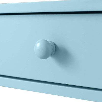 Console Cabinet with 1 Drawer and Shelves, 3 Tiers of Storage in Blue Color