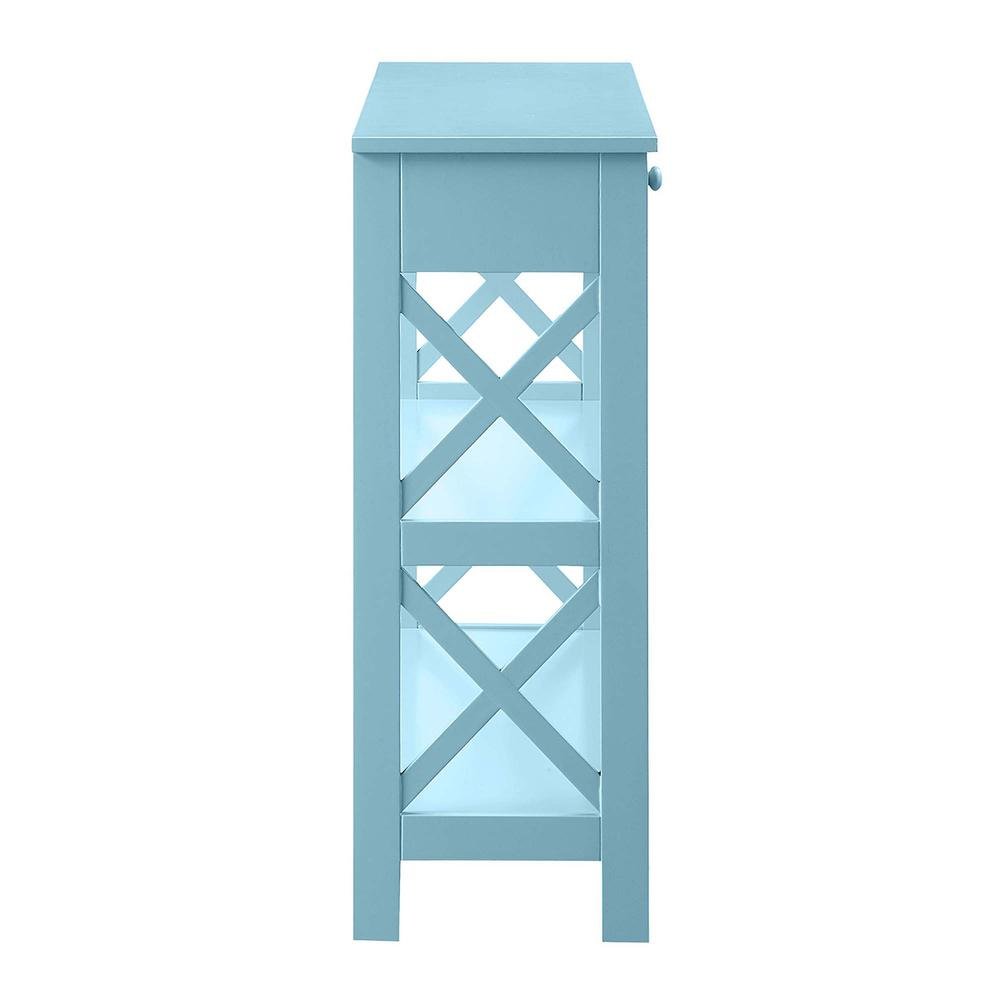 Console Cabinet with 1 Drawer and Shelves, 3 Tiers of Storage in Blue Color