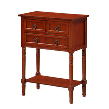 Entryway Hall Table, Cherry, 3 Drawers, 2 Shelves, Quick Setup