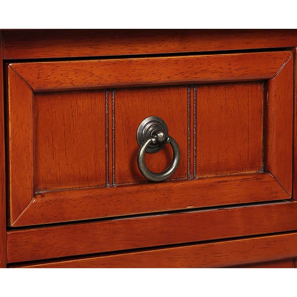 Entryway Hall Table, Cherry, 3 Drawers, 2 Shelves, Quick Setup