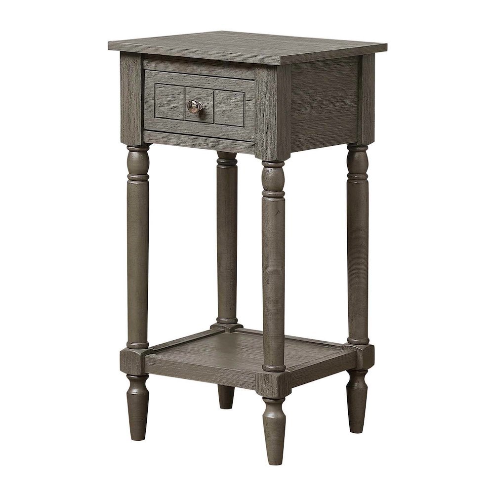 Accent Table, Gray, Drawer, Shelf, Versatile Wood, 14 Inch