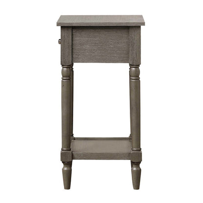 Accent Table, Gray, Drawer, Shelf, Versatile Wood, 14 Inch
