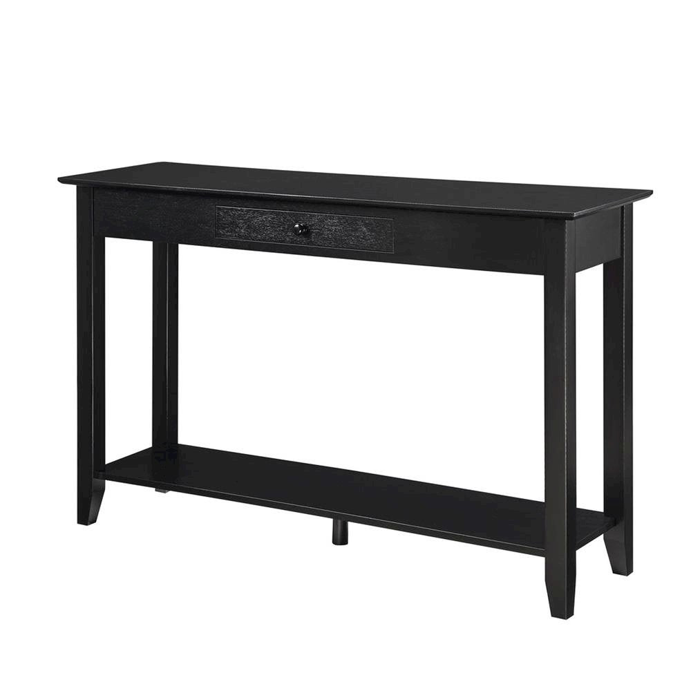 Classic Console Table, Black, Drawer, Shelf, Entryway Accent