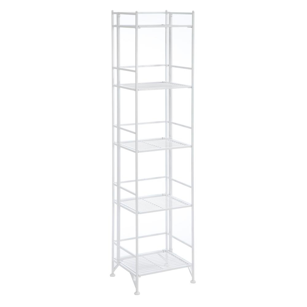 Folding Metal Shelf, White, 5 Tier, Storage, Easy Assembly