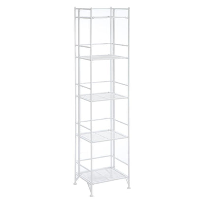 Folding Metal Shelf, White, 5 Tier, Storage, Easy Assembly