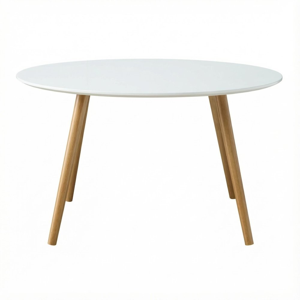 White Round Coffee Table with Sturdy Construction and Compact Design SKU