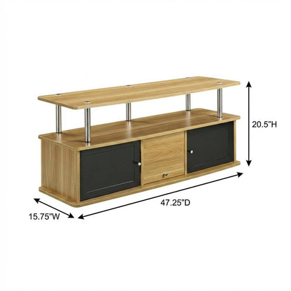 Modern Brown TV Stand with 3 Storage Cabinets and Shelf for 55-Inch TVs