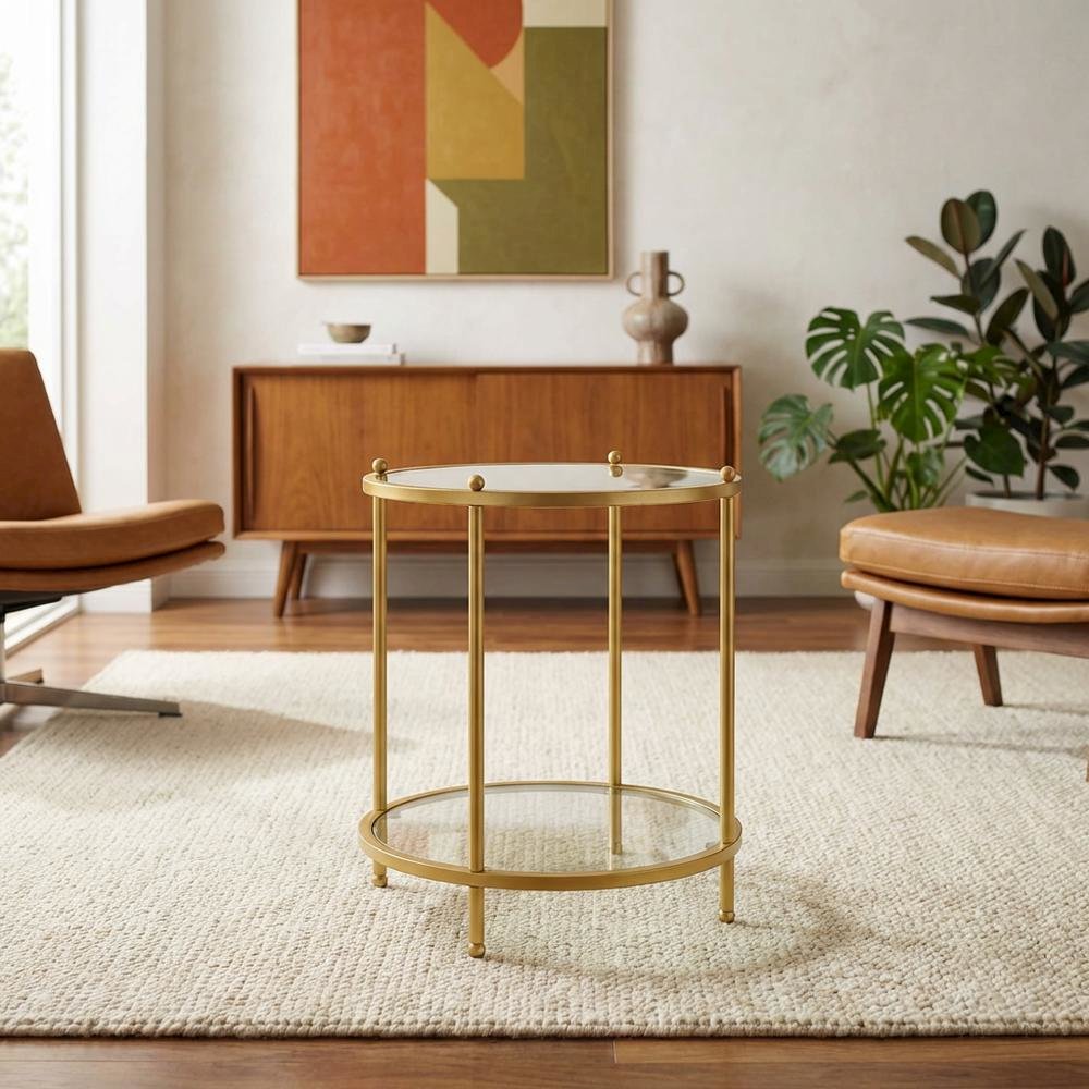 Round Two-Tier End Table with Modern Design and Sturdy Frame