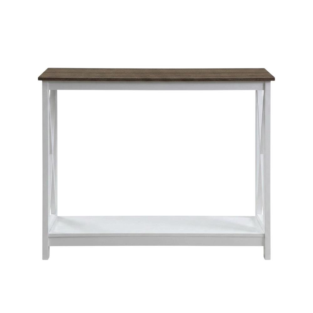 Black Wood Console Table with Lower Shelf for Living Room Storage