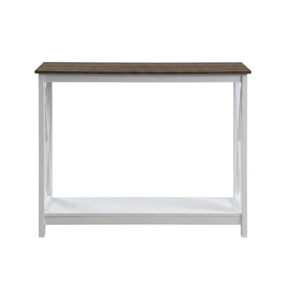 Black Wood Console Table with Lower Shelf for Living Room Storage