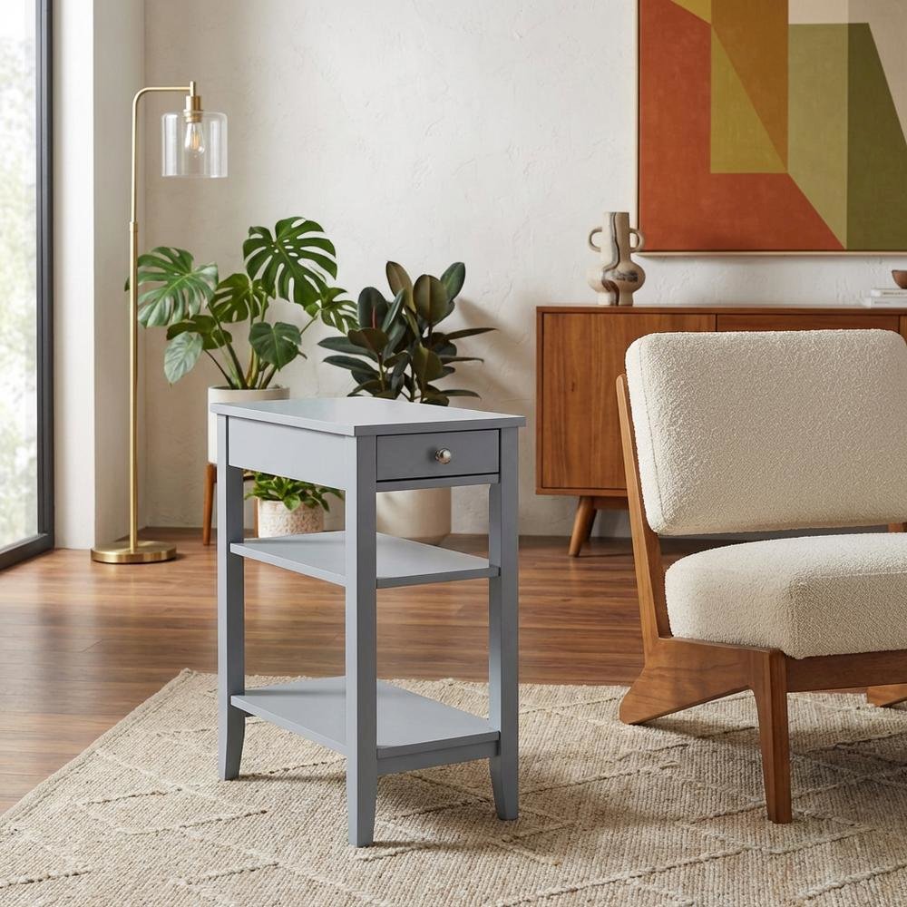 Transitional 1 Drawer End Table with Shelves for Living Room and Bedroom