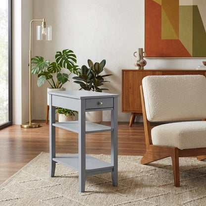 Transitional 1 Drawer End Table with Shelves for Living Room and Bedroom