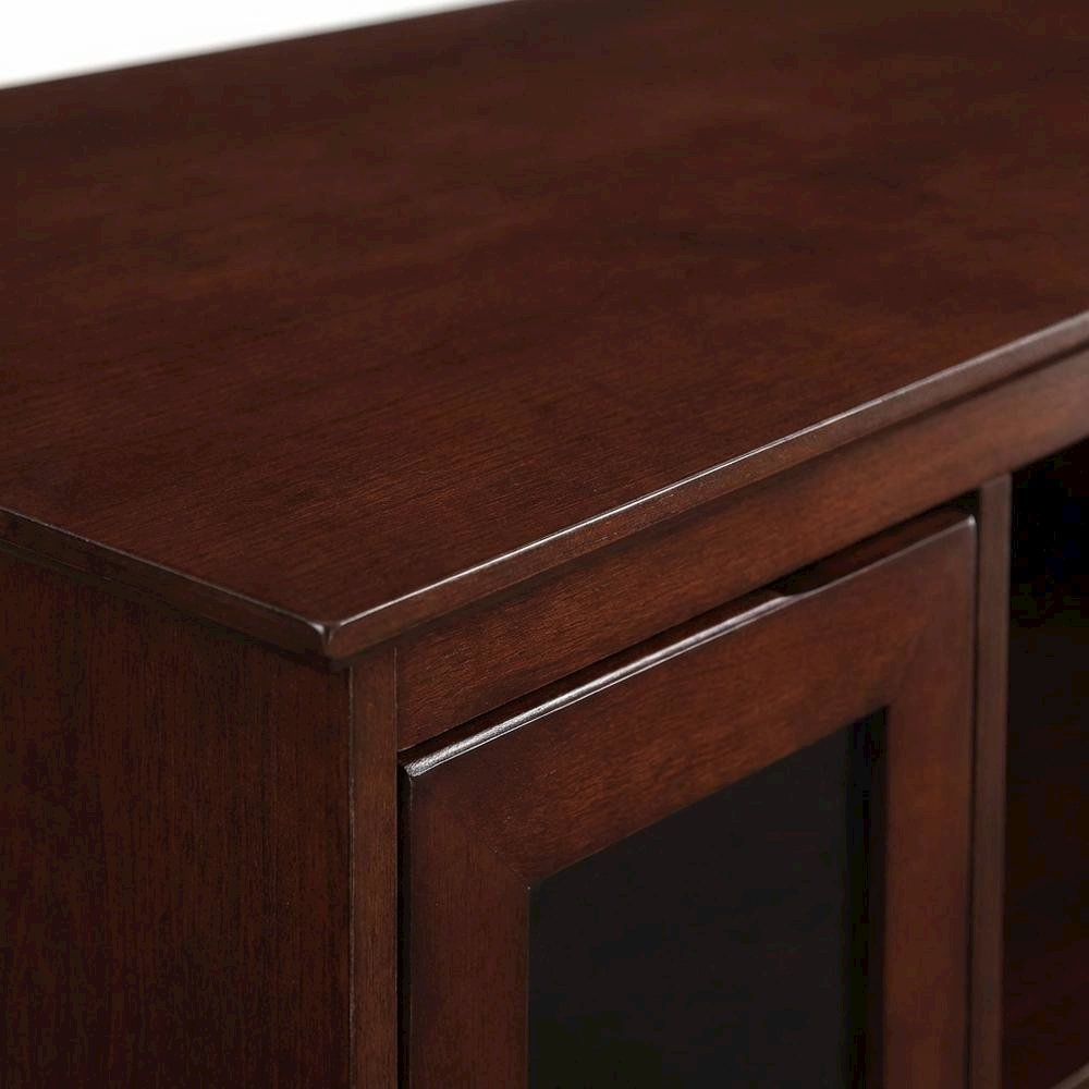 Espresso Highboy TV Stand with MDF and tempered glass for 55-inch TVs