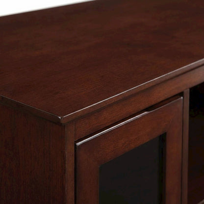Espresso Highboy TV Stand with MDF and tempered glass for 55-inch TVs