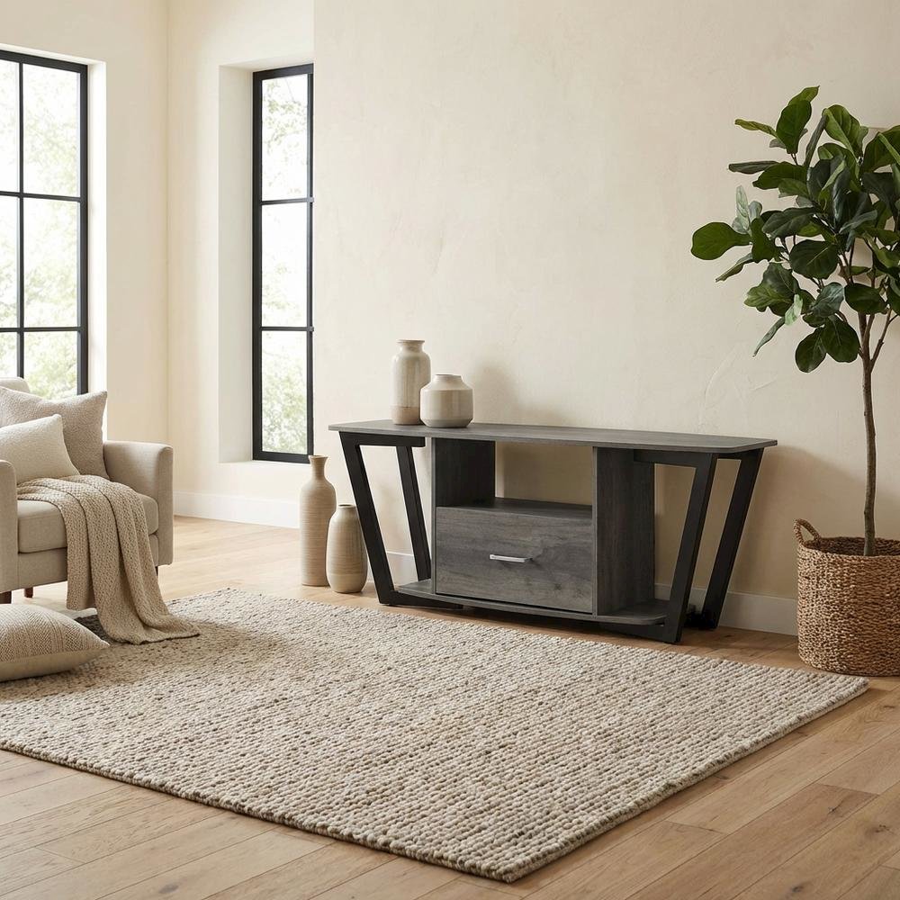 Black Graystone TV Stand for 65-Inch Screens with Shelves and Storage