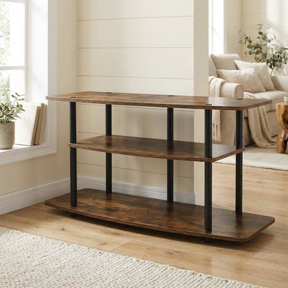 Brown 3-Tier TV Stand for Up to 46-Inch Screens with Storage Shelves