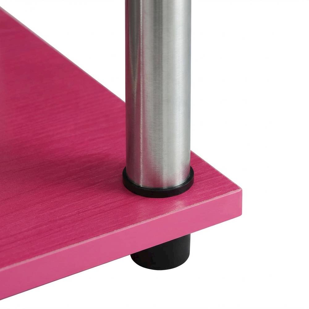 Pink Student Desk With Built-In Charging Station For Home Or School Use