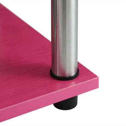 Pink Student Desk With Built-In Charging Station For Home Or School Use