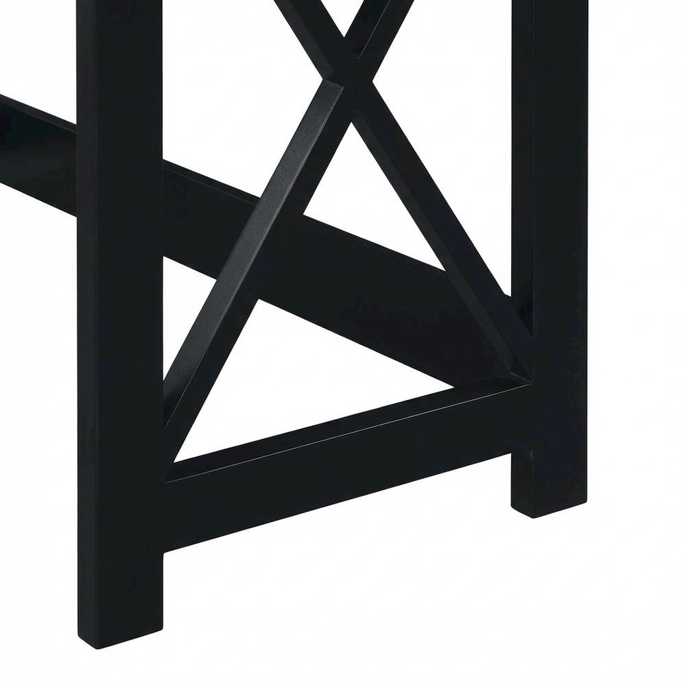 Black 42-Inch Office Desk With Built-In Charging Station And Mdf Construction