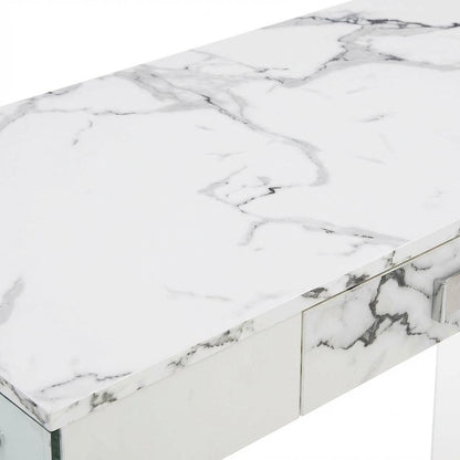 White Marble And Glass Office Desk With Modern Contemporary Style