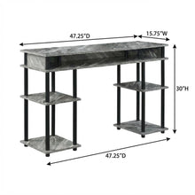 Wooden Student Desk, Shelves, Melamine Finish, Sturdy Stainless Steel Frame