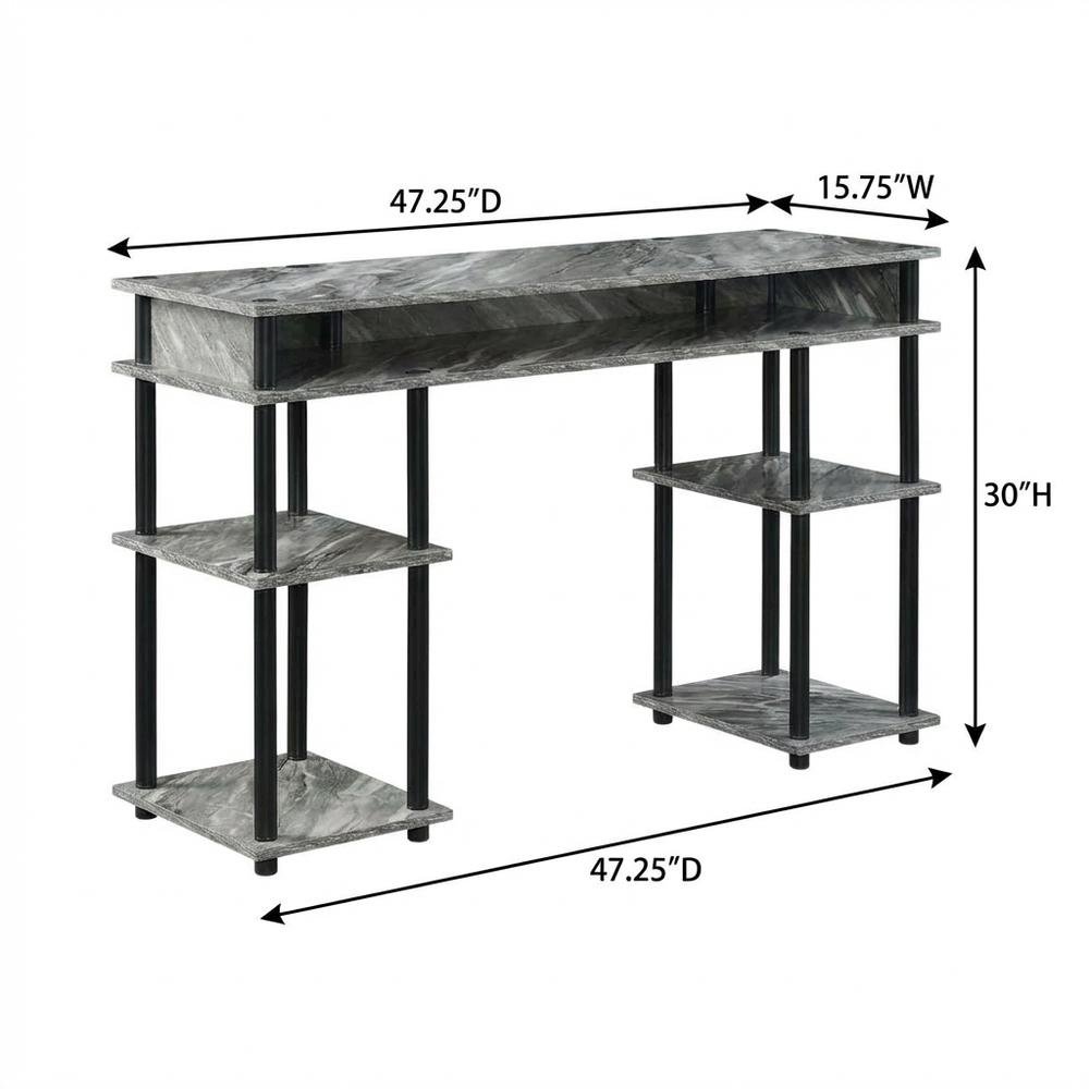Wooden Student Desk, Shelves, Melamine Finish, Sturdy Stainless Steel Frame