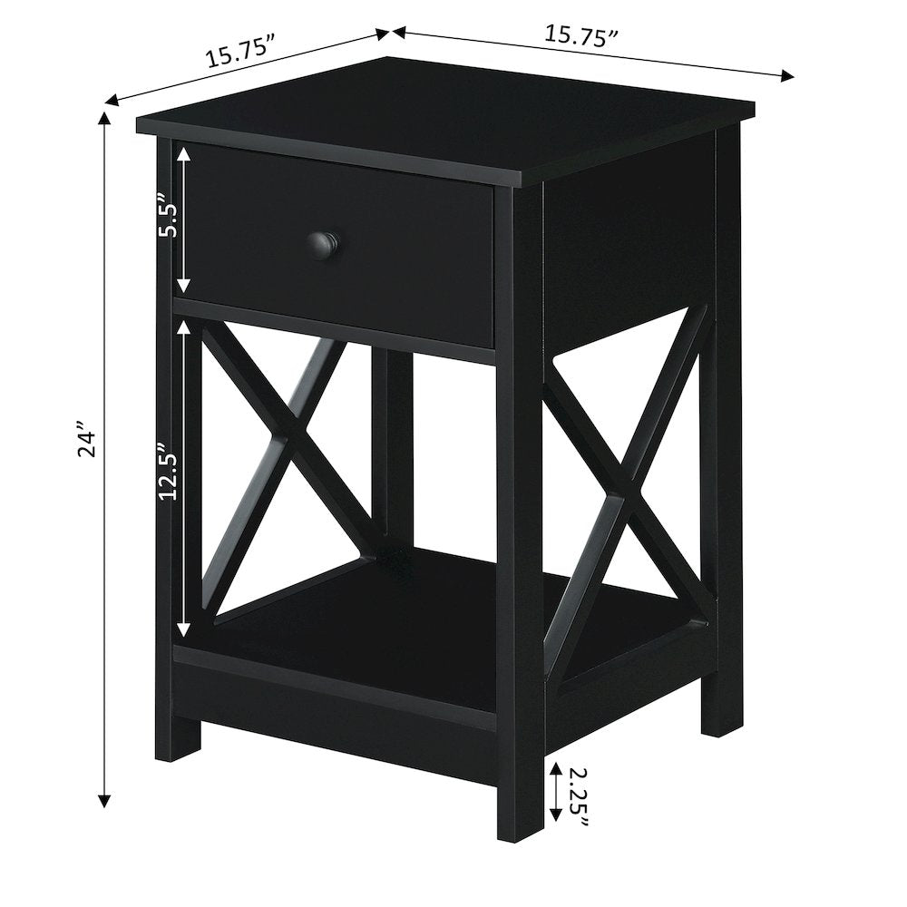 Oxford 1 Drawer End Table Black