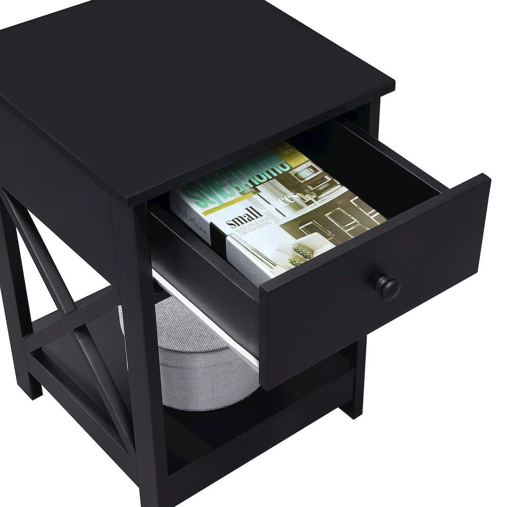 Oxford 1 Drawer End Table Black