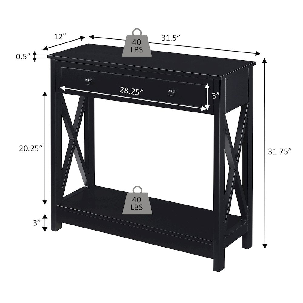 Oxford 1 Drawer Entryway Hall Table with Shelf