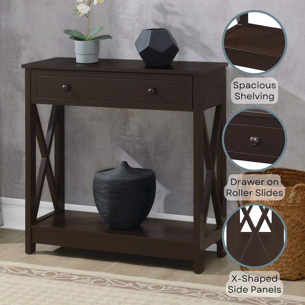 Oxford 1 Drawer Entryway Hall Table with Shelf