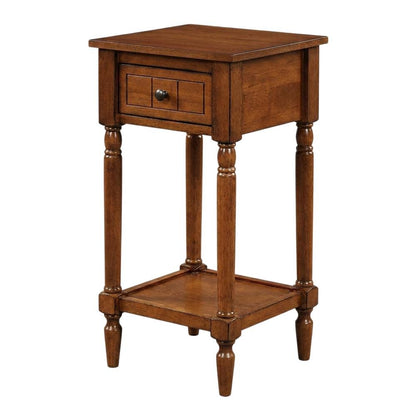 Traditional-style accent table with open shelf and compact design