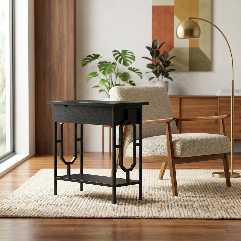 Flip Top End Table with Integrated Charging Station for Modern Living