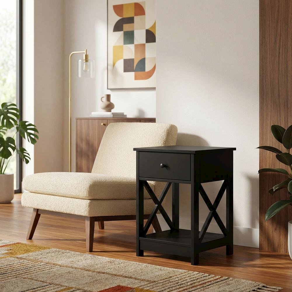 Espresso 1-Drawer End Table with Compact Square Design