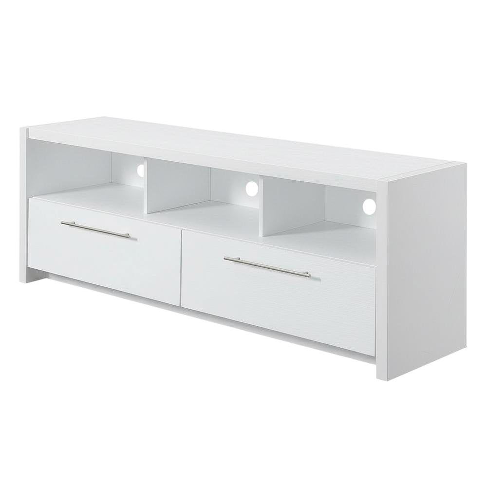 White TV Stand with Cabinets and Shelves for TVs up to 65 Inches