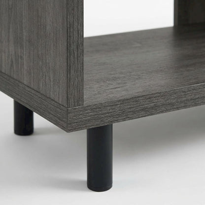 Gray TV stand with 1 drawer and shelves for 65-inch TVs, modern style